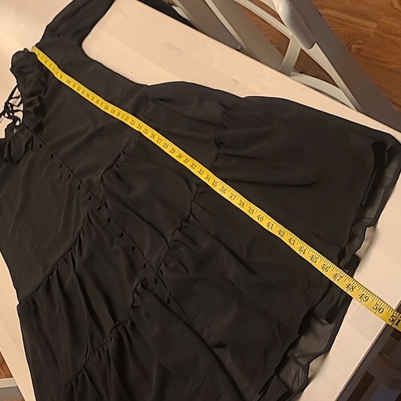 NWOT ASOS DESIGN Button Through Ruffle Front Tiered Black V-neck Maxi Dress - Picture 6 of 14